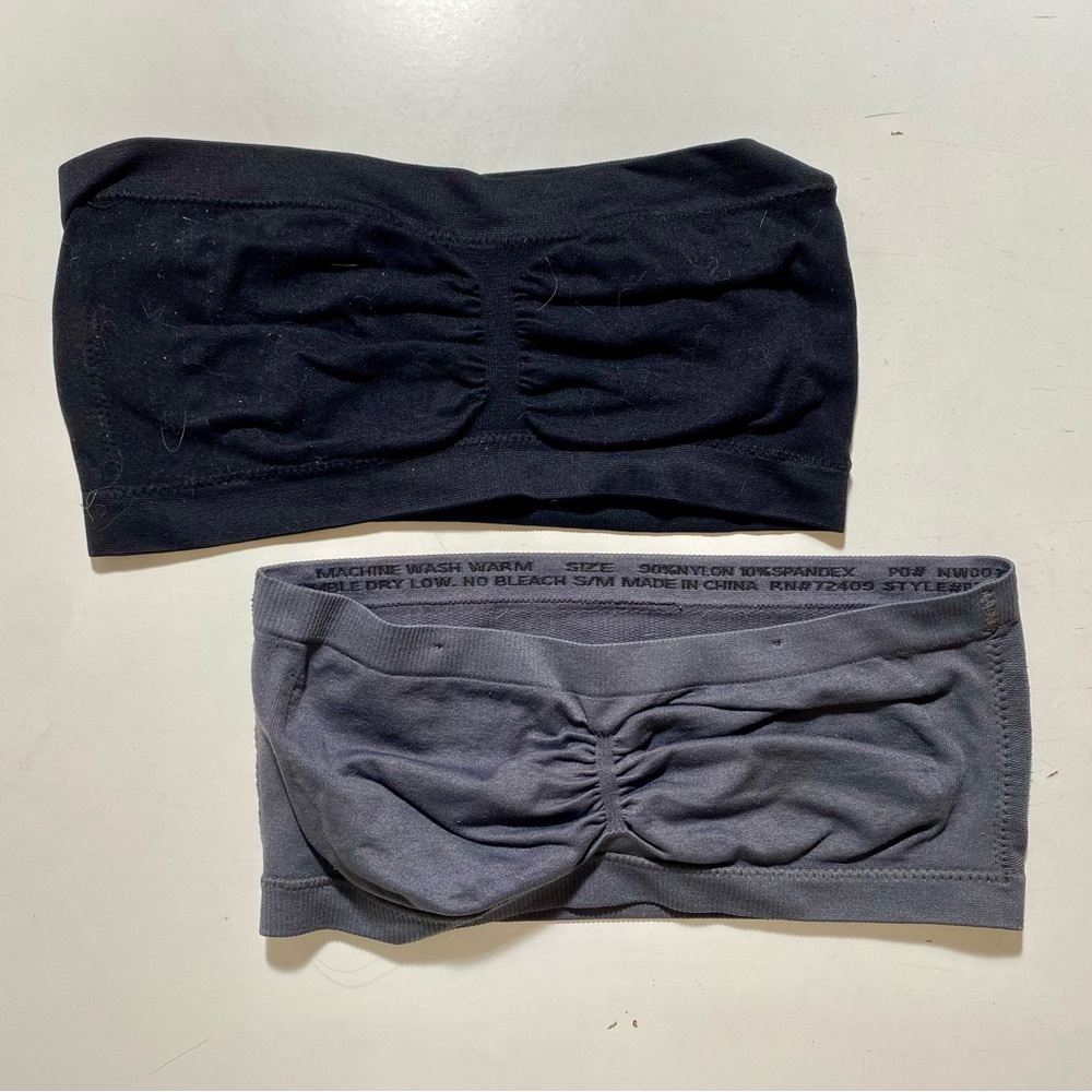 Gray and Black Bandeau Tops